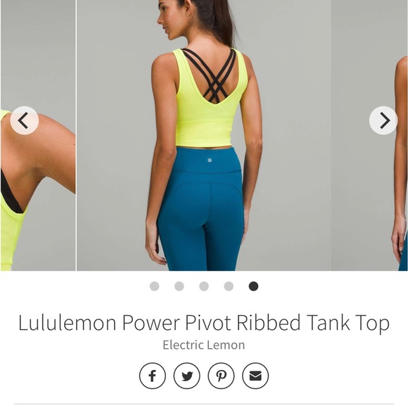 New- Power Pivot Ribbed Tank Top- Electric Yellow - Picture 2 of 4